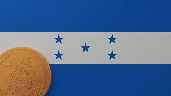 Bitcoin Ouro Canto Inferior Esquerdo Bandeira País Honduras — Fotografia de Stock