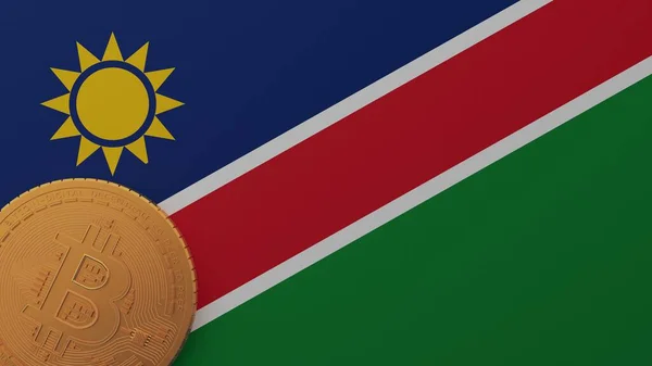 Bitcoin Dans Coin Inférieur Gauche Sur Drapeau Pays Namibie — Photo