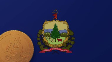 ABD 'nin Vermont Bayrağının Sol Altında Altın Bitcoin