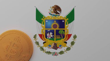 Altın Bitcoin Queretaro bayrağının sol alt köşesinde.