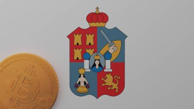 Tabasco bayrağının sol alt köşesinde altın Bitcoin