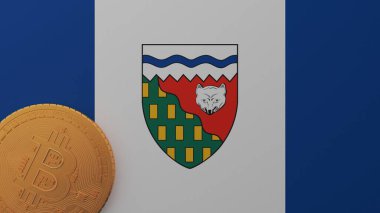 Kuzeybatı Toprakları Bayrağının Sol Altında Altın Bitcoin