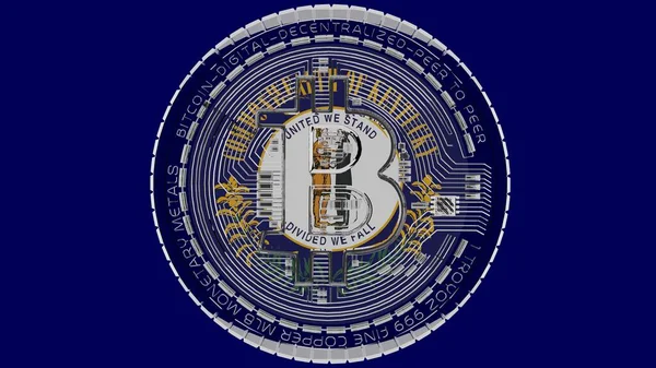 Large Transparent Glass Bitcoin Center Top State Flag Kentucky — Stockfoto