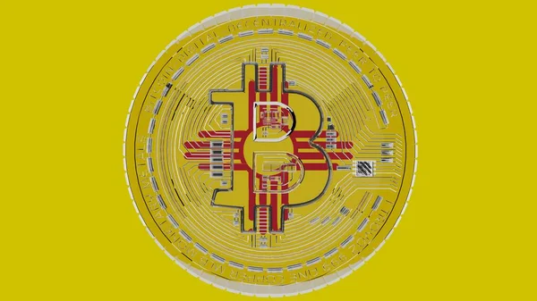 Large Transparent Glass Bitcoin Center Top State Flag New Mexico — Stockfoto