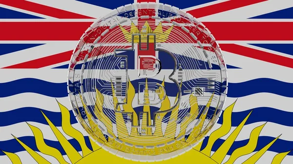 Gran Cristal Transparente Bitcoin Centro Parte Superior Bandera Columbia Británica —  Fotos de Stock