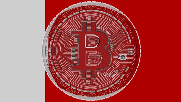 Nagy Átlátszó Üveg Bitcoin Közepén Tetején Zászló Ajman — Stock Fotó