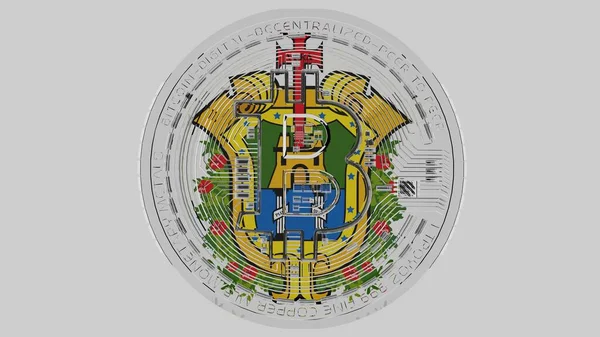Duży Przezroczysty Szklany Bitcoin Centrum Szczycie Flagi Veracruz — Zdjęcie stockowe