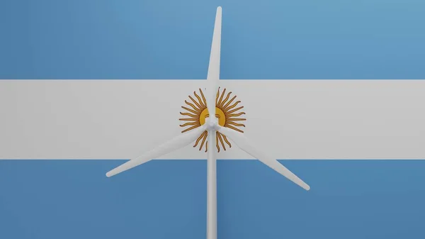Large Wind Turbine Center Background Country Flag Argentina — Stock Photo, Image