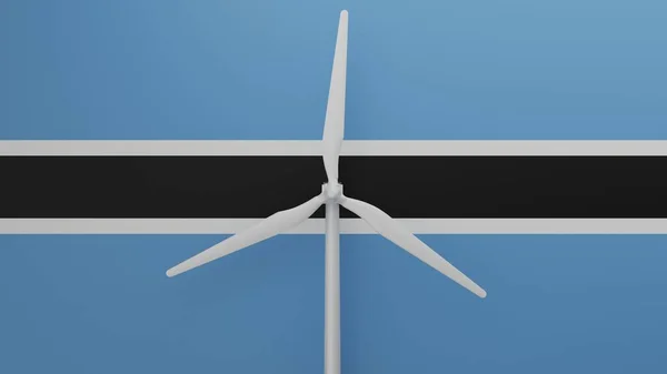 Large Wind Turbine Center Background Country Flag Botswana — Stock Photo, Image