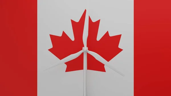 Grande Éolienne Centre Avec Fond Drapeau Canada — Photo