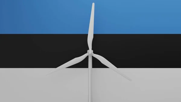 Large Wind Turbine Center Background Country Flag Estonia — Stock Photo, Image