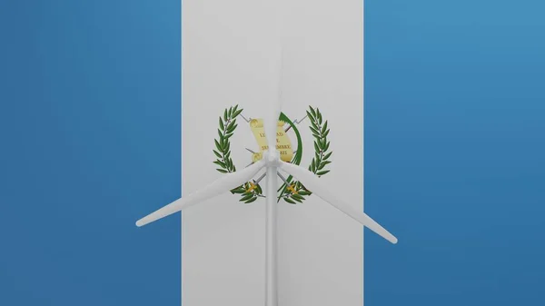 Nagy Szélturbina Központban Háttérrel Ország Zászlaja Guatemala — Stock Fotó