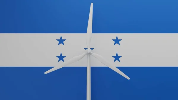Grande Turbina Eólica Centro Com Fundo Bandeira País Honduras — Fotografia de Stock