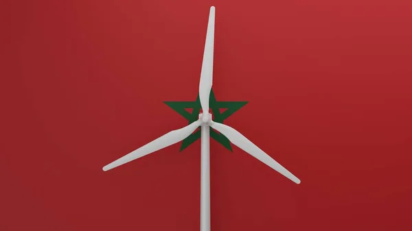 Large Wind Turbine Center Background Country Flag Morocco — Stock Photo, Image