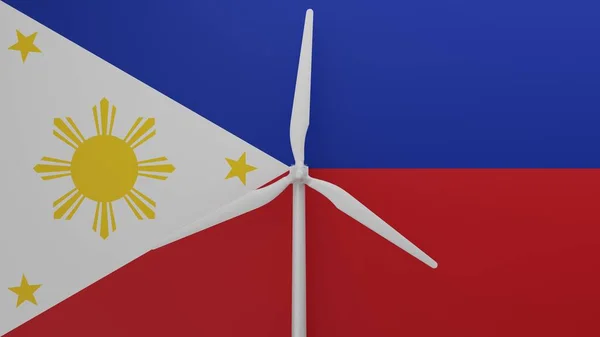 Gran Turbina Eólica Centro Con Fondo Bandera Filipinas —  Fotos de Stock