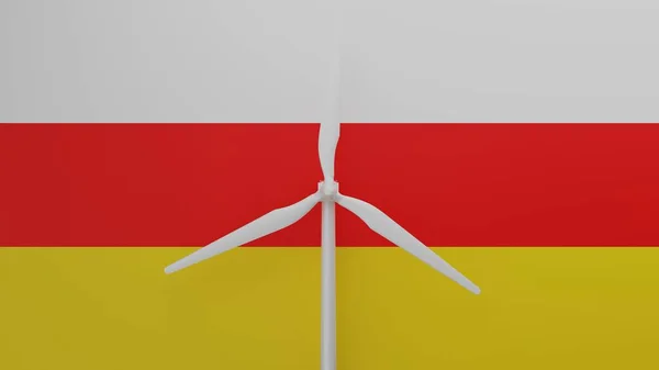 Large Wind Turbine Center Background Country Flag South Ossetia — Stock Photo, Image