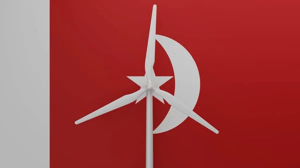 Large Wind Turbine Center Background Flag Umm Qaiwain — Stock Photo, Image