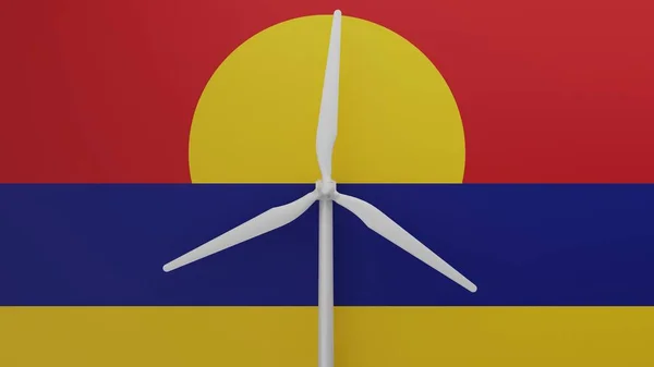 Large Wind Turbine Center Background Flag Palmyra Atoll — Stock Photo, Image
