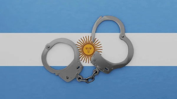 Meia Algema Aço Aberta Centro Topo Bandeira Nacional Argentina — Fotografia de Stock