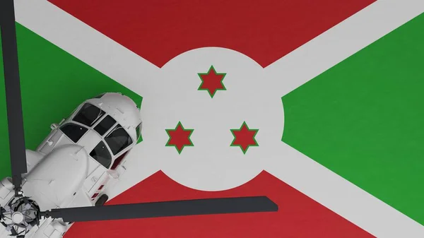 Felülről Lefelé Kilátás Egy Fehér Helikopterre Bal Alsó Sarokban Burundi — Stock Fotó