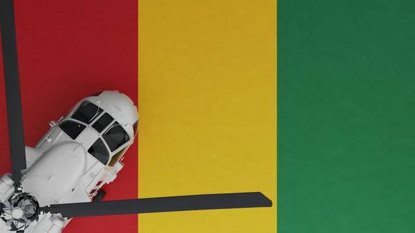 Felülről Lefelé Kilátás Egy Fehér Helikopterre Bal Alsó Sarokban Guineai — Stock Fotó
