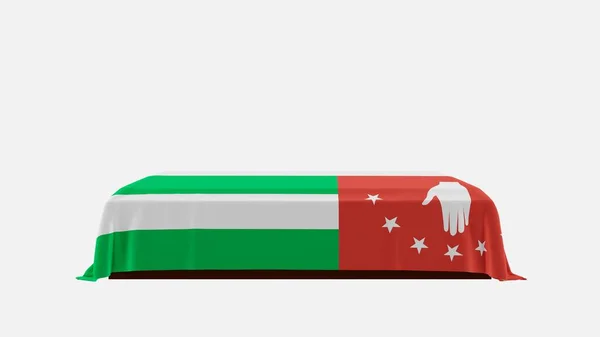Side View Casket White Background Covered Country Flag Abkhazia — Stock Photo, Image