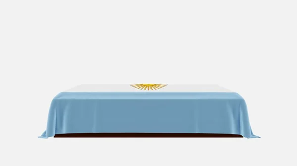 Side View Casket White Background Covered Country Flag Argentina — Stock Photo, Image