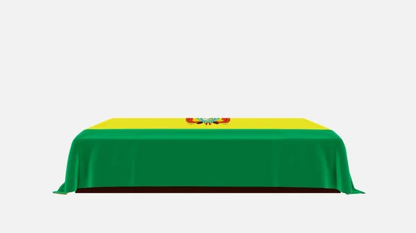 Side View Casket White Background Covered Country Flag Bolivia — Stock Photo, Image