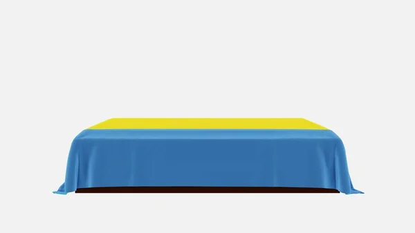 Vista Lateral Caixão Fundo Branco Coberto Com Bandeira País Gabão — Fotografia de Stock