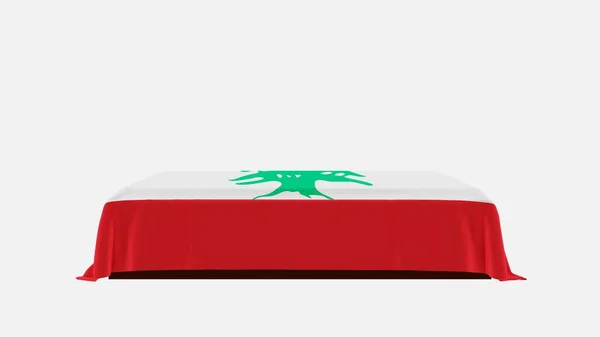 Side View Casket White Background Covered Country Flag Lebanon — Stock Photo, Image