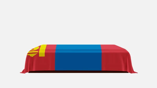 Side View Casket White Background Covered Country Flag Mongolia — Stock Photo, Image