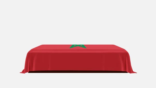 Side View Casket White Background Covered Country Flag Morocco — Stock Photo, Image