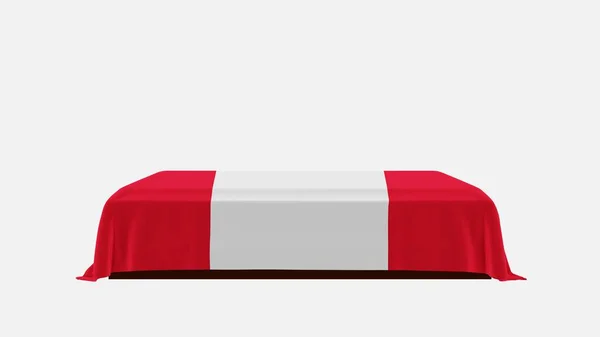 Side View Casket White Background Covered Country Flag Peru — Stock Photo, Image