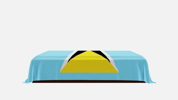 Side View Casket White Background Cover Country Flag Saint Lucia — стокове фото