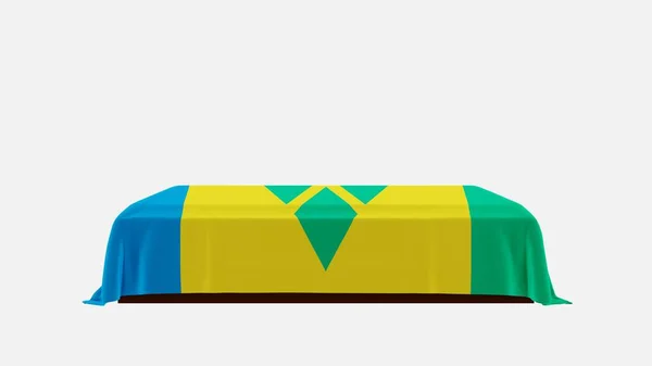 Боковой Вид Гроб Белом Фоне Покрытый Флагом Сент Винсента Гренадин — стоковое фото