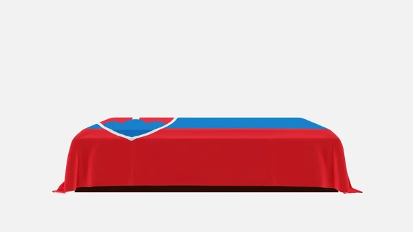 Side View Casket White Background Covered Country Flag Slovakia — Stock Photo, Image