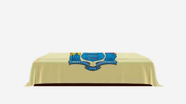 Side View Casket White Bakgrund Täckt Med Country Flag New — Stockfoto