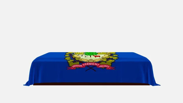 Side View Casket White Background Covered Country Flag Vermont — Stock Photo, Image