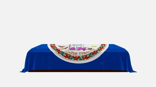 Side View Casket White Bakgrund Täckt Med Country Flag Virginia — Stockfoto