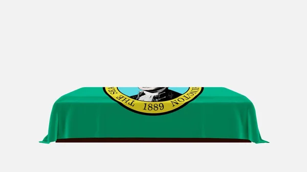 白底棺材的侧视图 上面覆盖着华盛顿国旗 — 图库照片