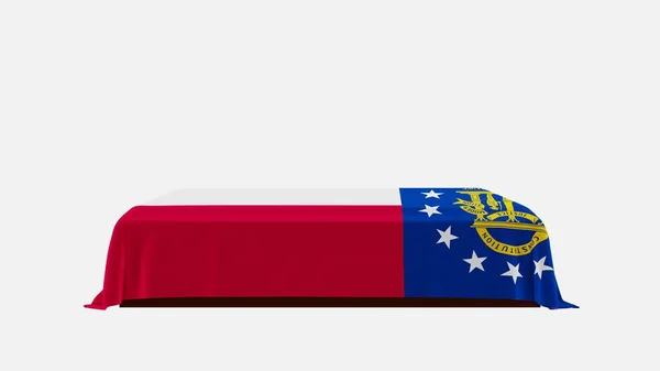 Vista Lateral Caixão Fundo Branco Coberto Com Bandeira País Geórgia — Fotografia de Stock