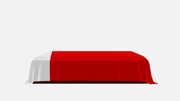 Боковой Вид Гроб Белом Фоне Покрытый Флагом Аджмана — стоковое фото