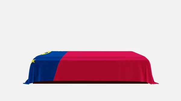 Side View Casket White Background Covered Flag Wake Island — Stock Photo, Image