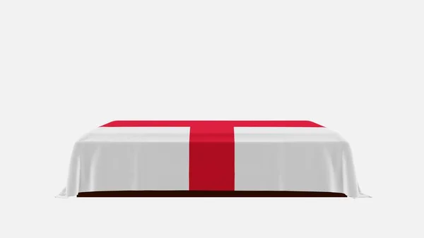 Vista Lateral Caixão Fundo Branco Coberto Com Bandeira Inglaterra — Fotografia de Stock