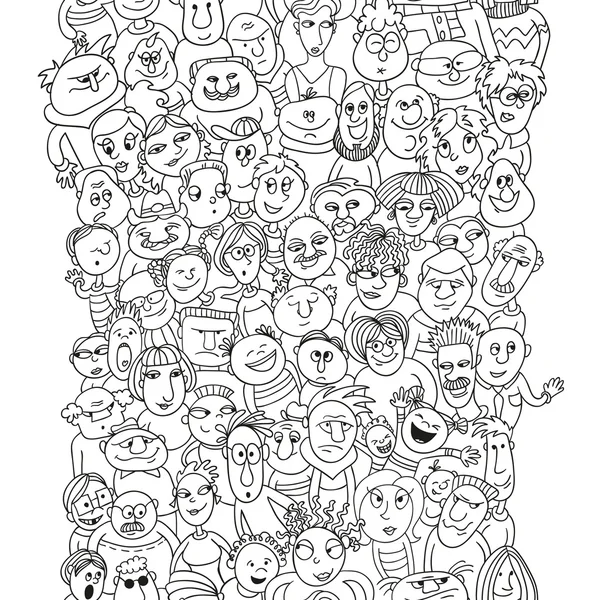 Crowd of funny people faces