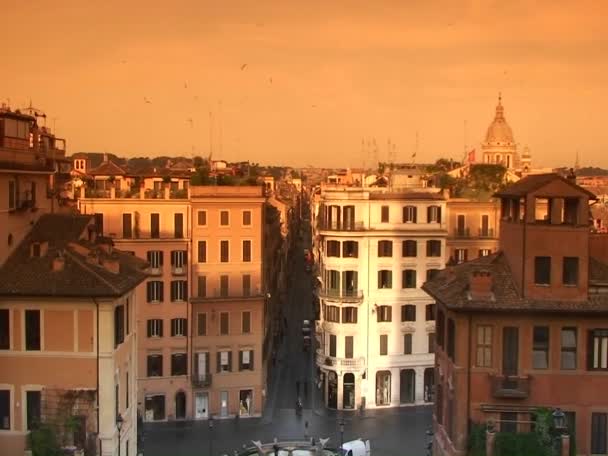 Utsikt över Rom från Spanska trappan — Stockvideo