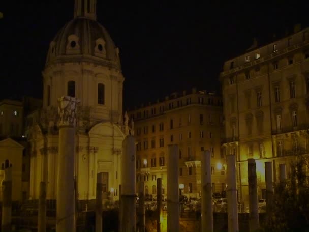 Een nacht uitzicht op Rome — Stockvideo