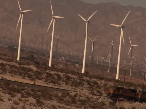 Windmills rotating in a breeze — Stock Video