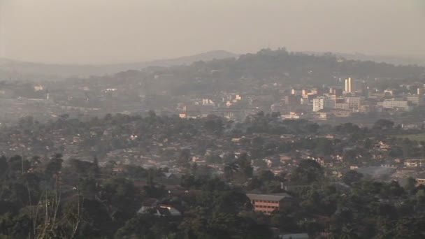 Niebla cubre la ciudad — Vídeo de stock