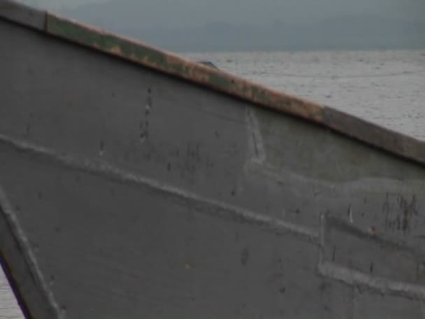 Remero de un barco de pesca en el lago Victoria — Vídeo de stock